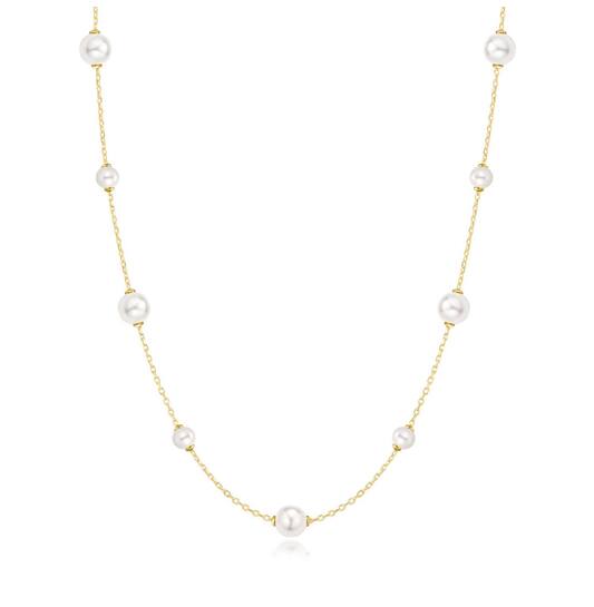  Fairy Dust - Link necklaces - Silver / 14kt GP - Pearl - 45cm
